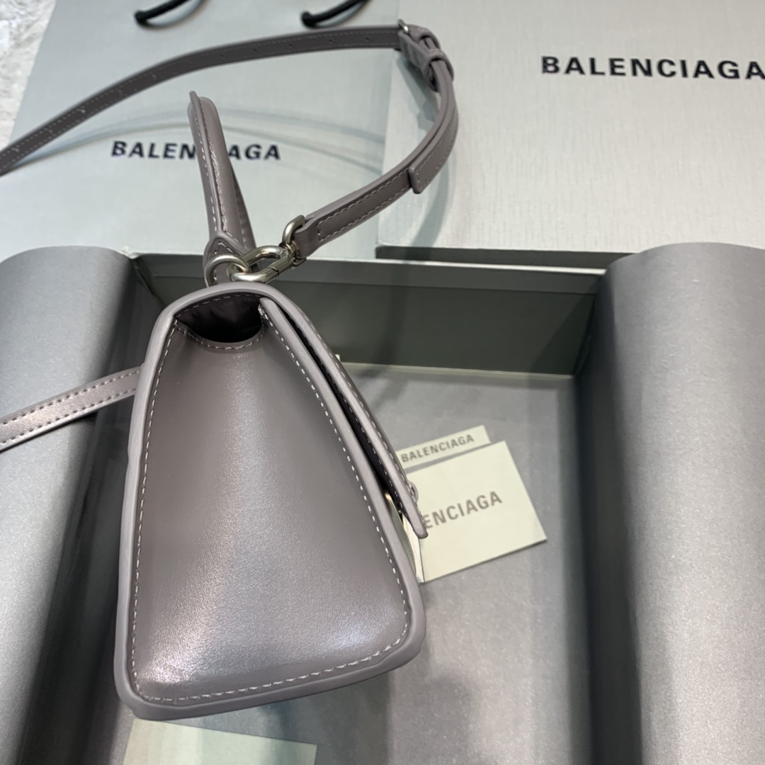 Balenciaga Hourglass XS Handbag Box Calfskin Shoulder Bag Dark Gray